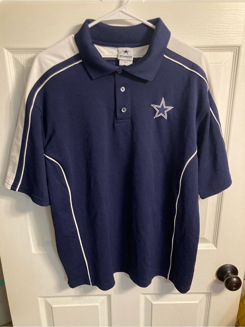 NFL Dallas Cowboys Navy and White Polo with Star Crest